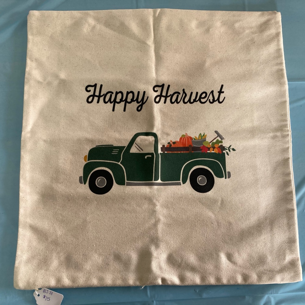 Thirty One Statement Pillow Cover Natural Fall Truck Happy Harvest